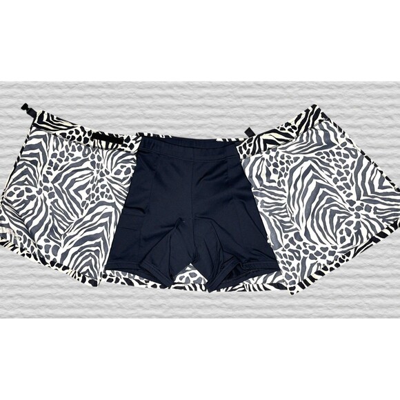 Terry Precision Cycling Bike Wrap Skirt Skort Womens MED Black White Zebra Print - Picture 4 of 9